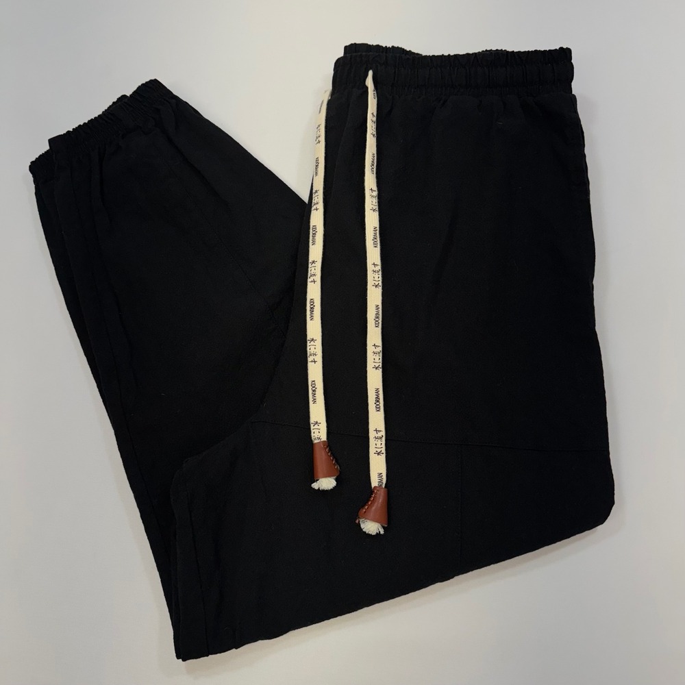 Kidoriman Joggers Mens Medium Black Cotton Japanese Kanji Drawstring Streetwear